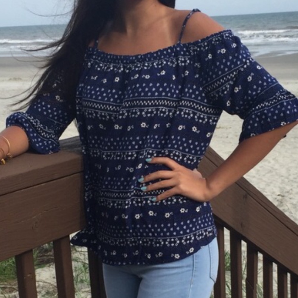 Old Navy blue off the shoulder top